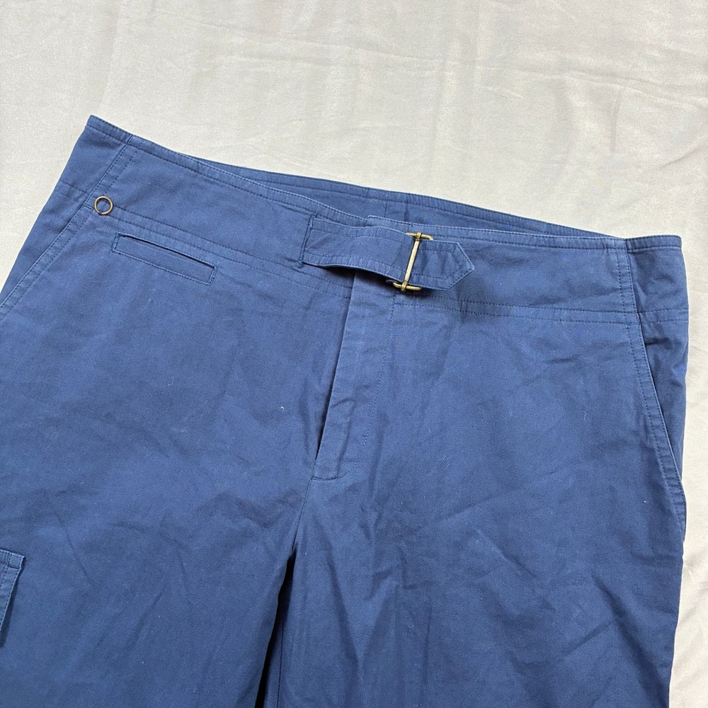 Ralph Lauren Cargo Utility Pants Womens 8 Blue Buckle Cropped Wide Leg Y2K VTG